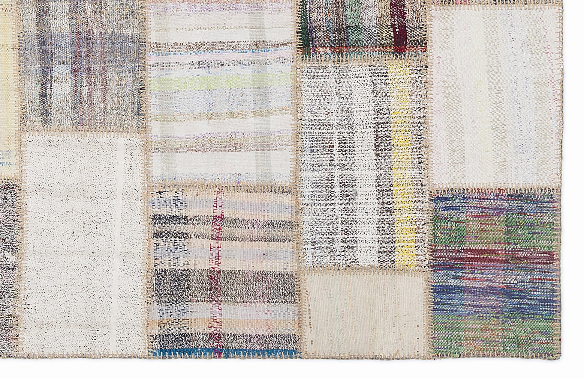 Teselya Bej Çizgili Yün El Dokuma Halısı 160 x 230 Apex Unique