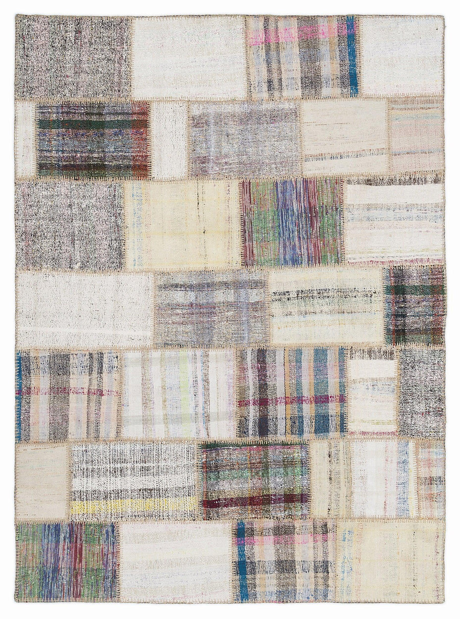 Bej Bohem Geometrik Yün Halı 160x230
