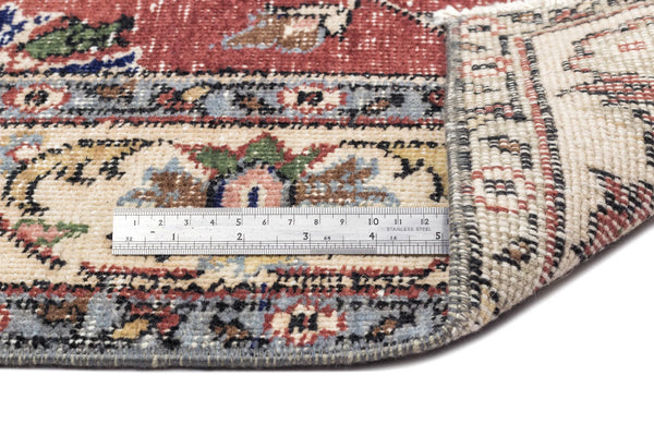 Bej Kiremit Anadolu Eskitme Çiçekli Yün Halı 148x278 - Özel Seri