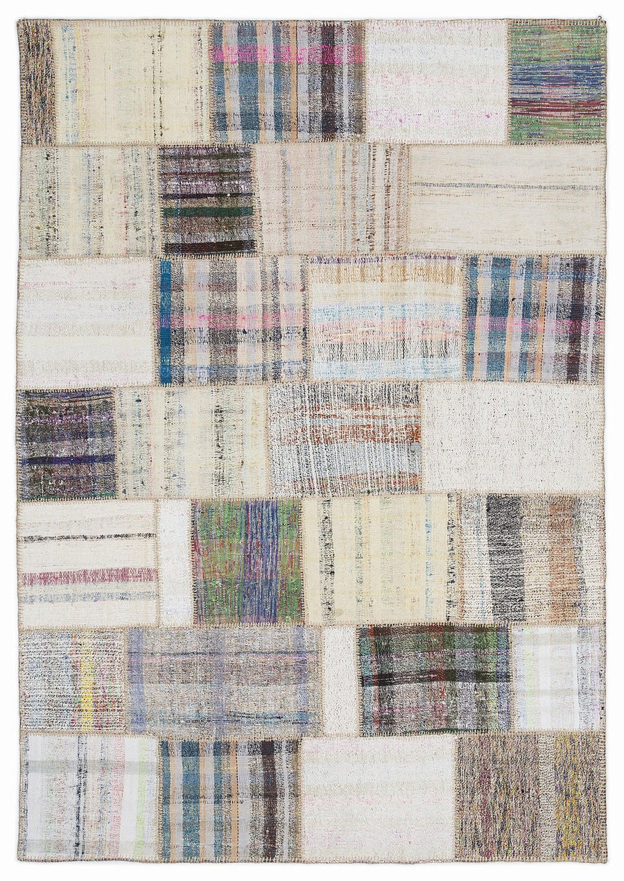 Bej Bohem Geometrik Yün Halı 160x230