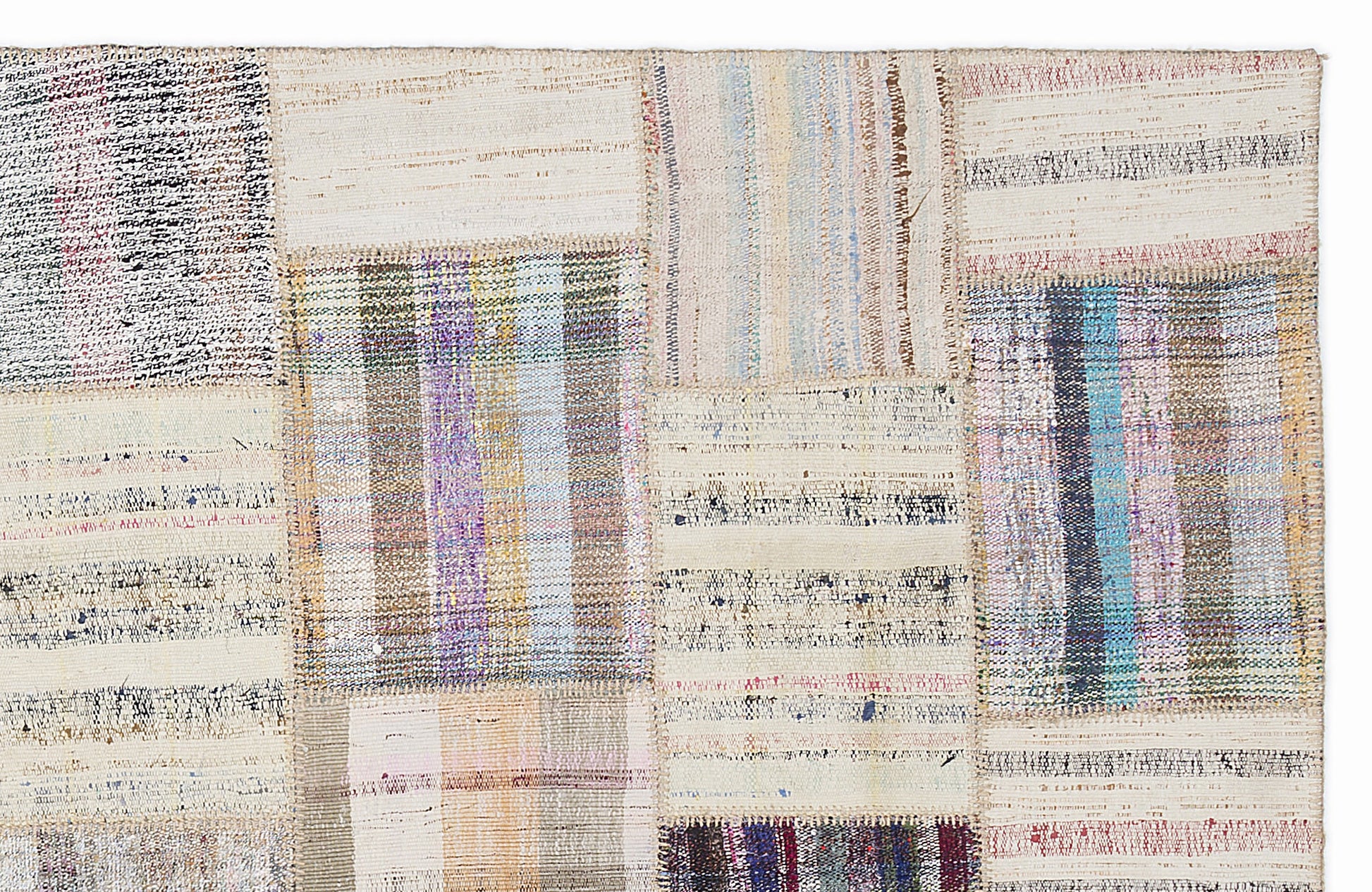 Teselya Bej Çizgili Yün El Dokuma Halısı 160 x 230 Apex Unique