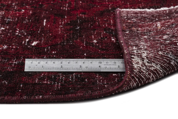 Kırmızı Eskitme Çizgili Yün Halı 271x396