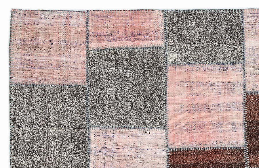 Geometrik Desenli Eskitme Gri El Dokuma Halı 160x230 cm – Salon kullanımı