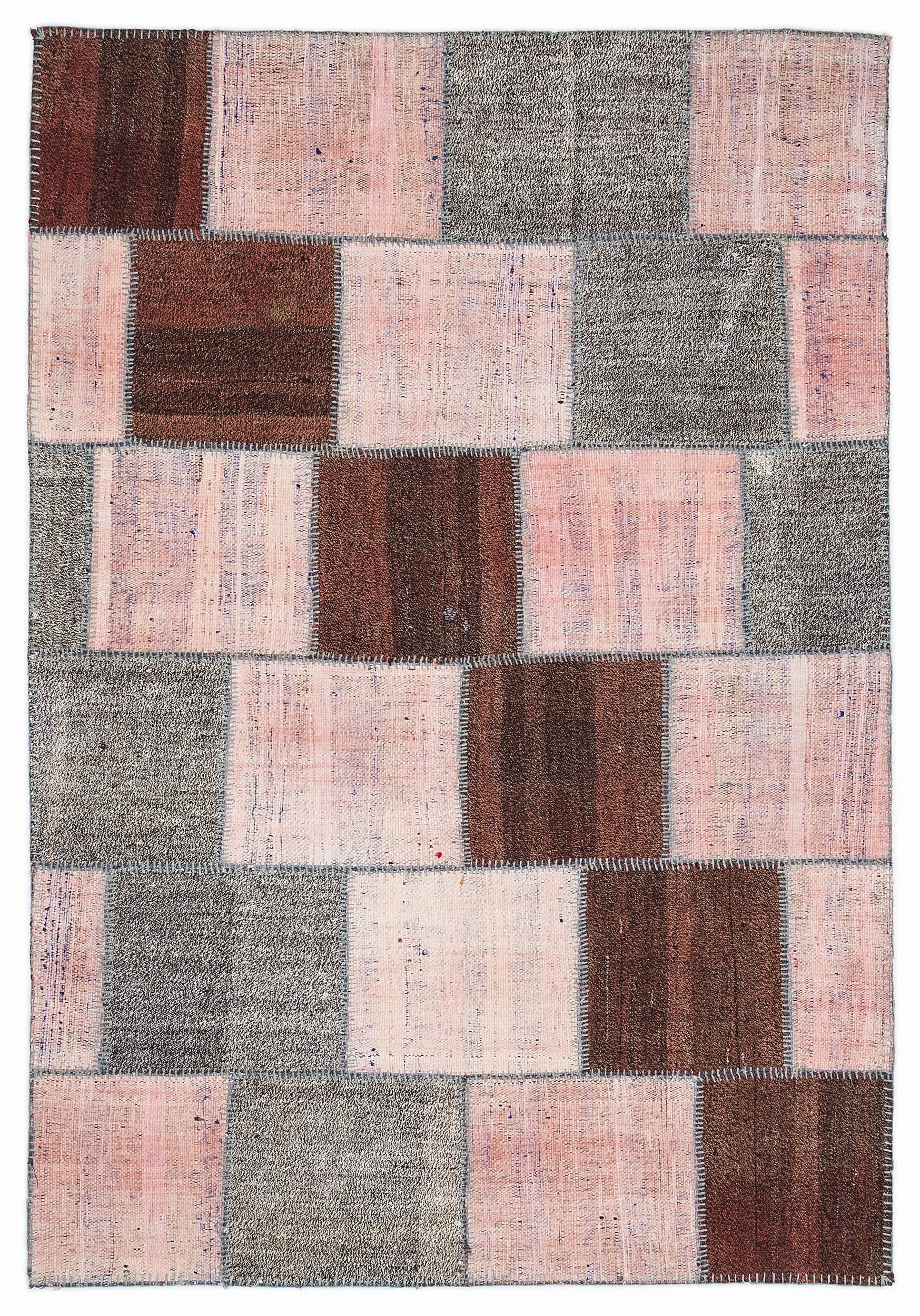 Teselya Pembe Patchwork Yün El Dokuma Halısı 160 x 230 Apex Unique