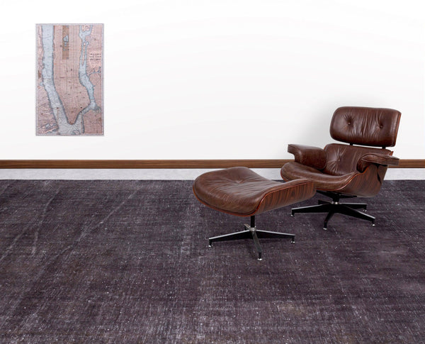 Gri Eskitme Modern Yün Halı 291x400