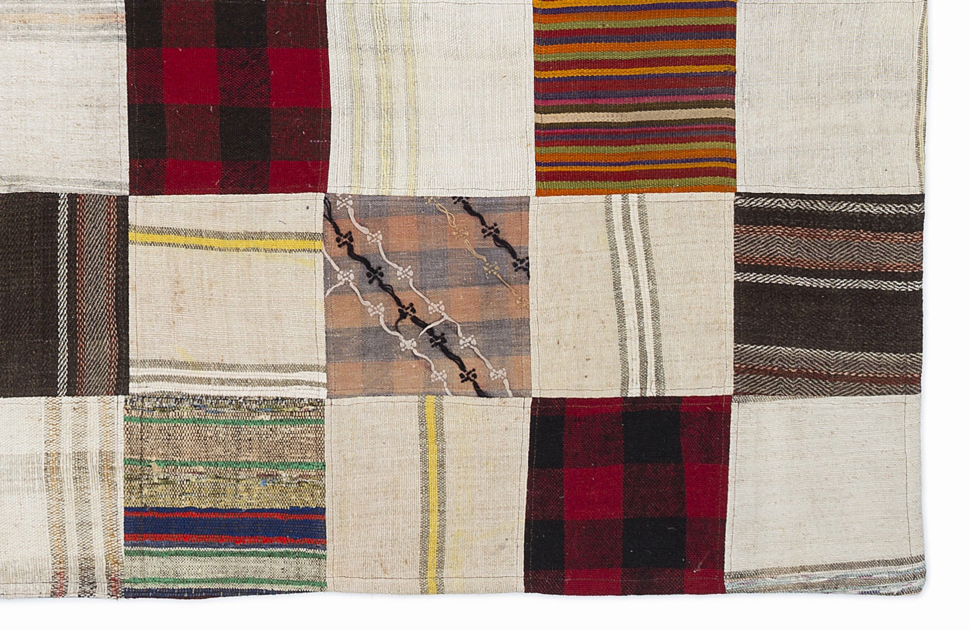 Teselya Bej Patchwork Yün El Dokuma Halısı 160 x 230 Apex Unique