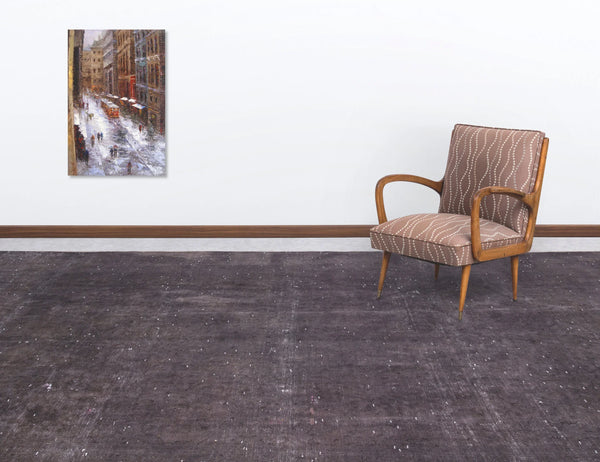 Gri Eskitme Modern Yün Halı 285x398