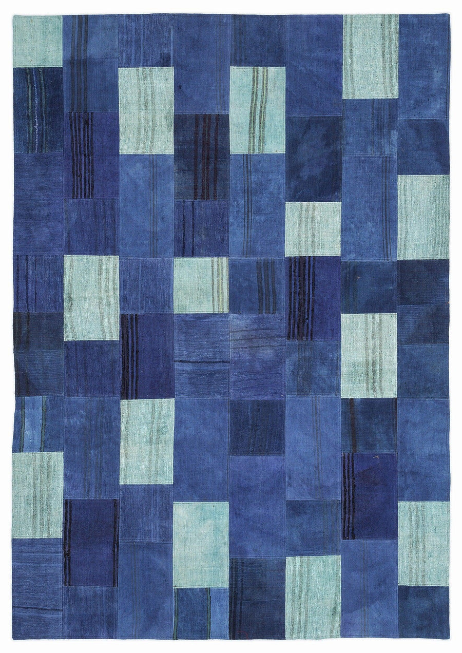 Mavi Geometrik Modern Yün Halı 160x230