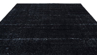 Чёрный ковёр ручной работы без узора, с меланжевой фактурой, 297x372 cm