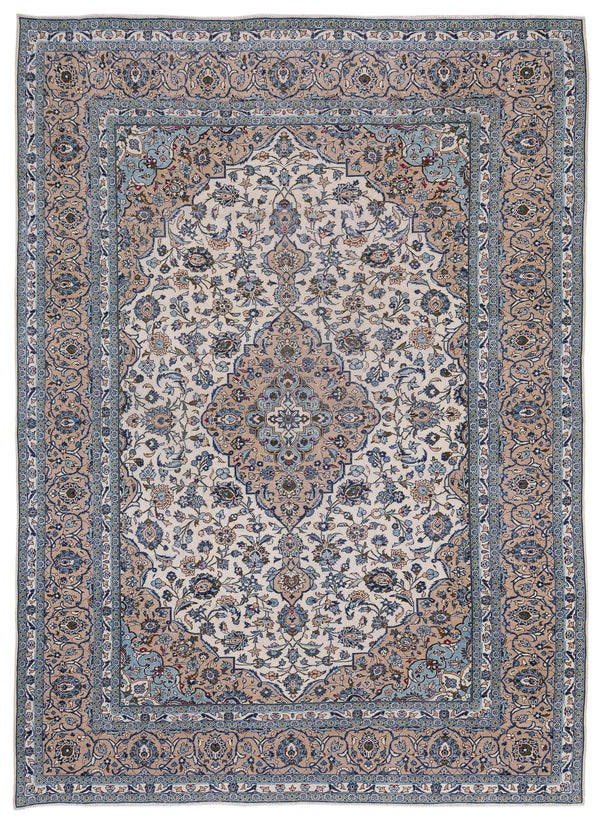 Bej Klasik Madalyonlu Yün Halı 295x402