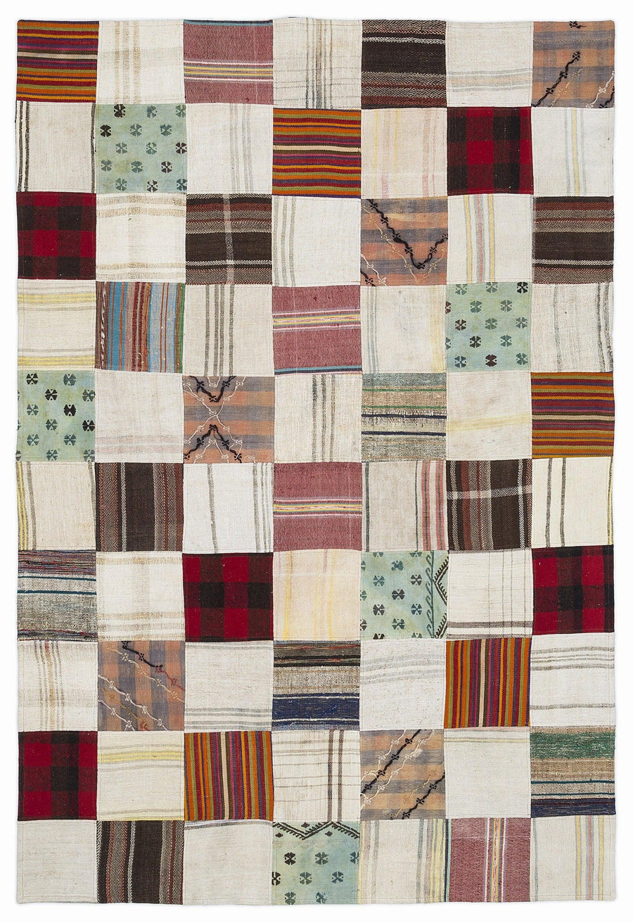 Krem Anadolu Bohem Geometrik Yün Halı 160x230 - Özel Seri