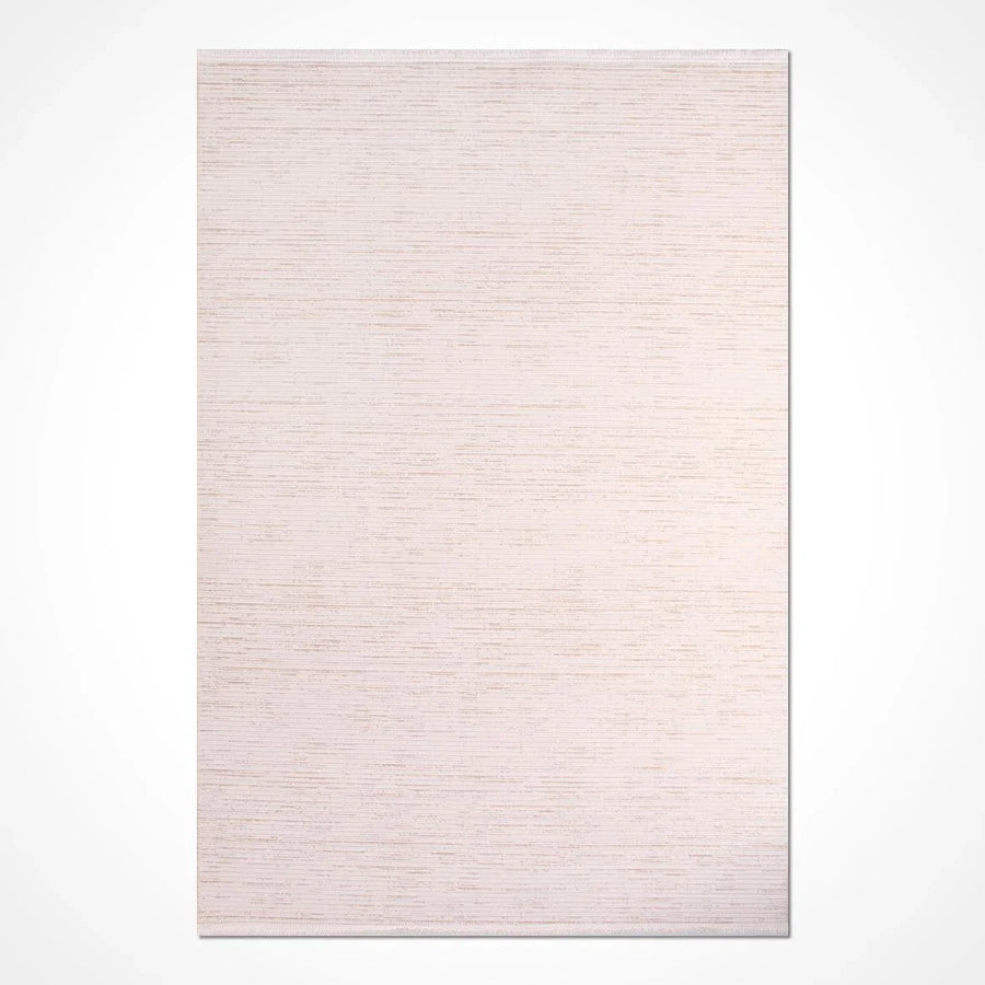 Weißer Teppich in modernem Design mit Melange-Struktur – im Wohnzimmer