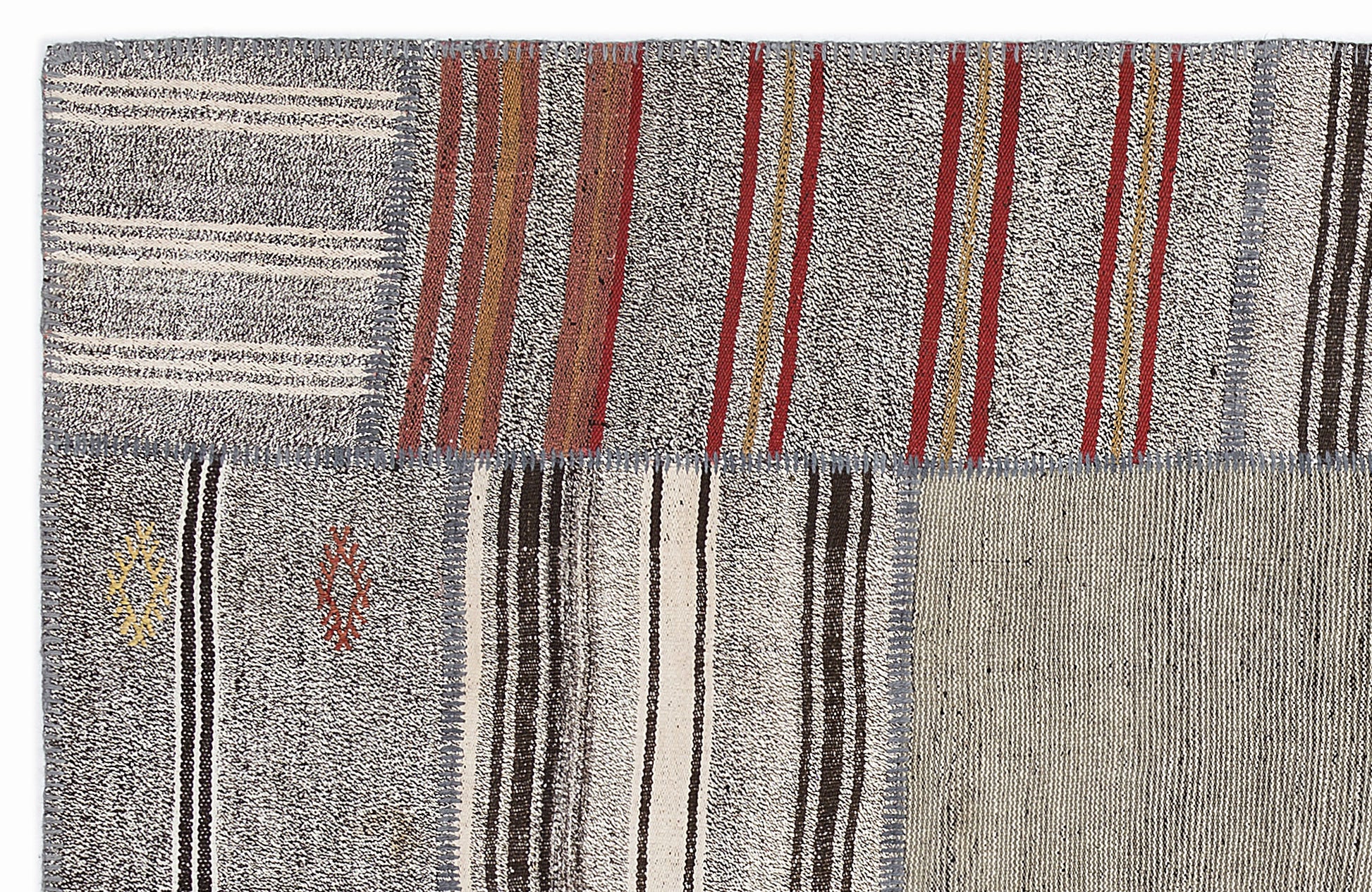 Teselya Bej Çizgili Yün El Dokuma Halısı 160 x 230 Apex Unique