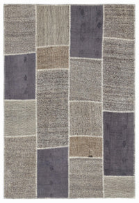 Geometrik Desenli Antrasit Gri Halı Modern 160x230 cm 1136