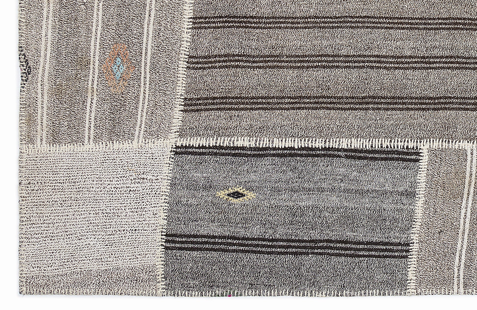 Teselya Bej Çizgili Yün El Dokuma Halısı 160 x 230 Apex Unique