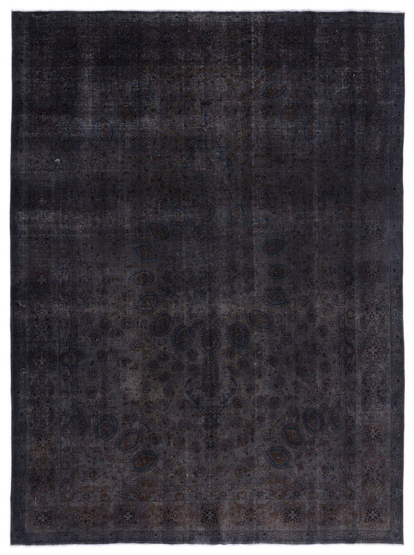 Gri Eskitme Madalyonlu Yün Halı 293x400