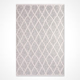 Light Grey Cream Modern Geometric Living Room Rug Diamond Pattern - Polyester