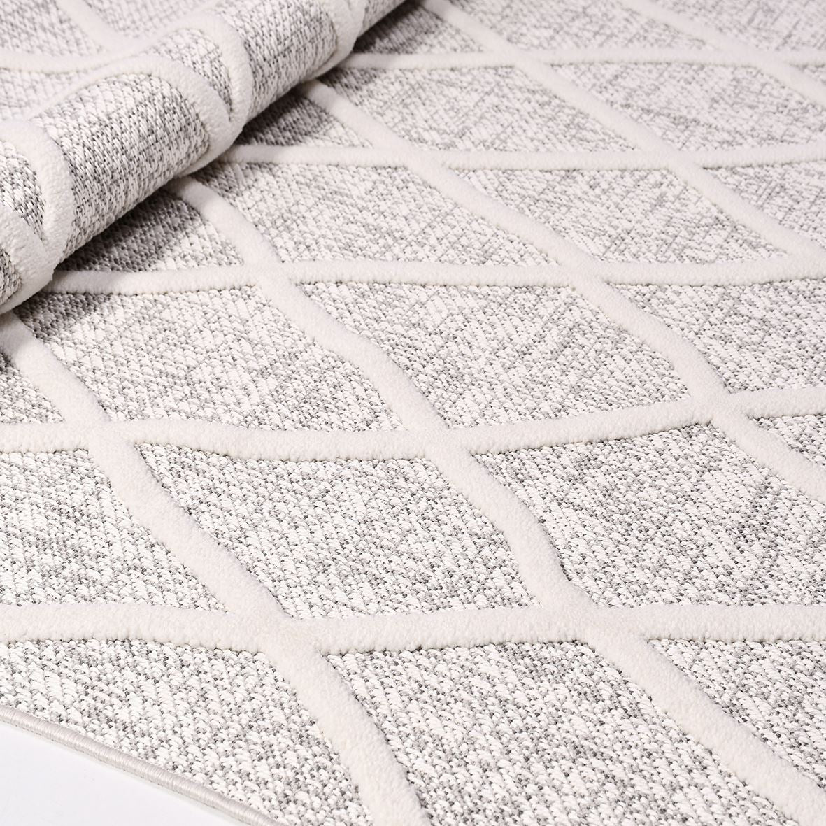 Avery Gri Geometrik Polyester Makine Halısı Crea