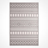 Grey Light Grey Ethnic Living Room Rug - Polyester