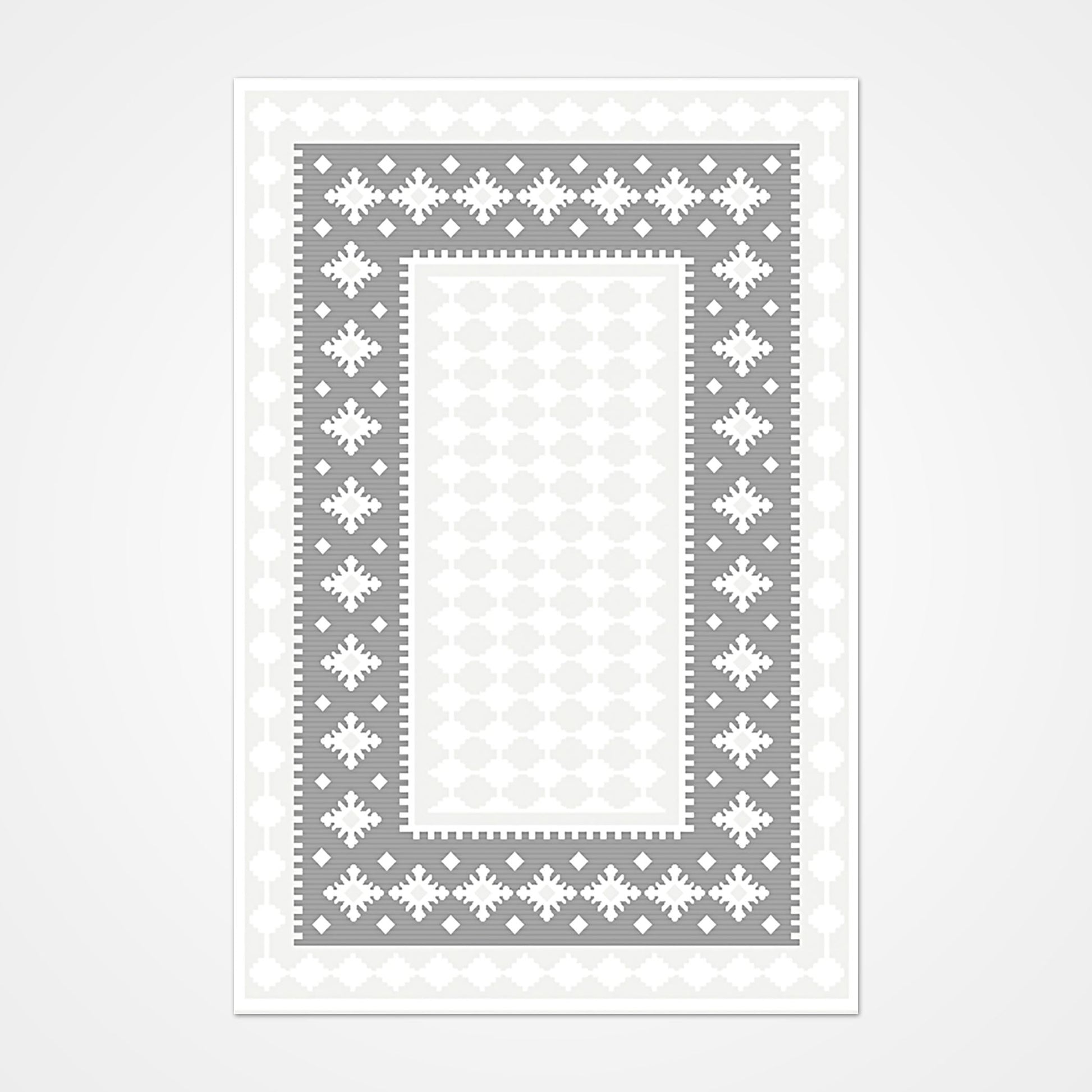 Noelle Beyaz Geometrik Polyester Makine Halısı Crea