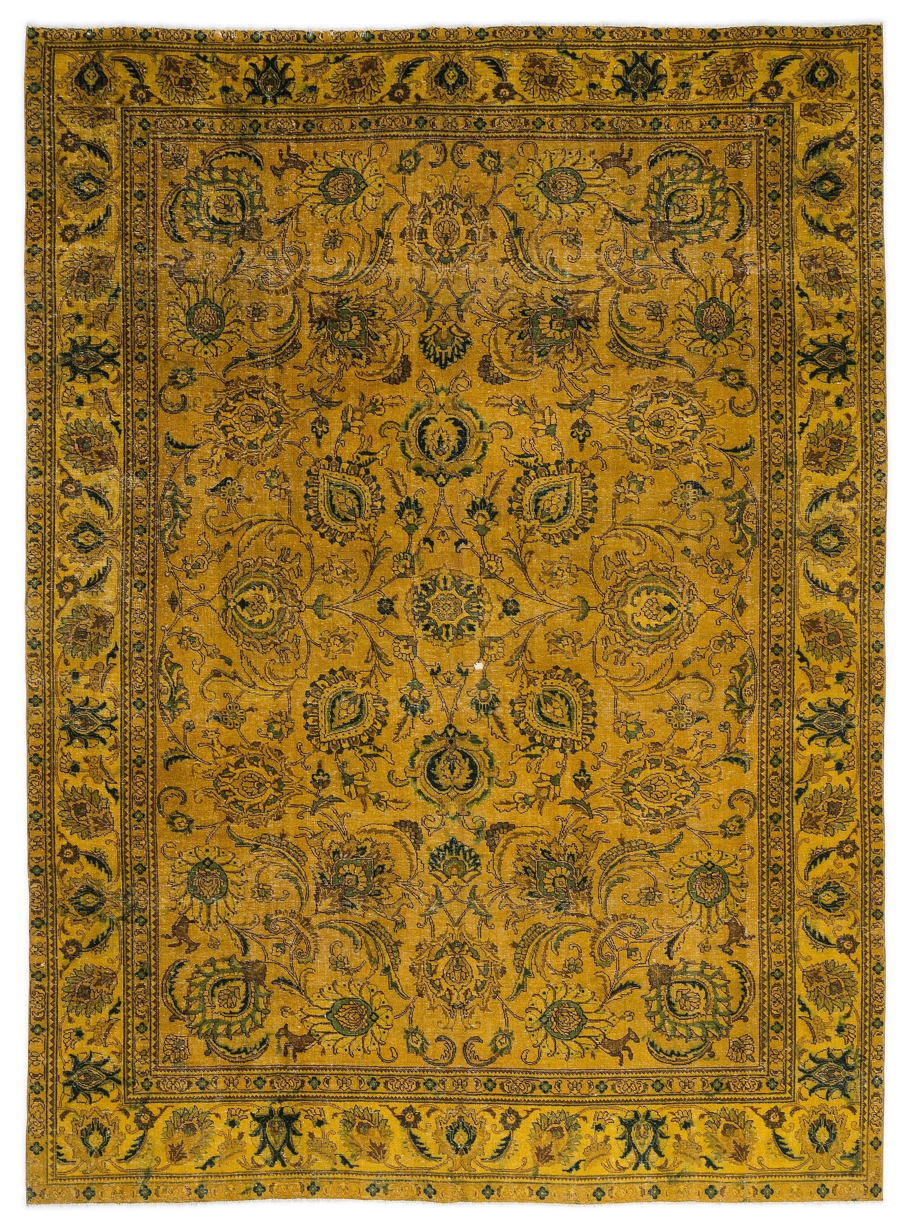 Epir Sarı Eskitme Yün El Dokuma Halısı 276 x 393 Apex Unique