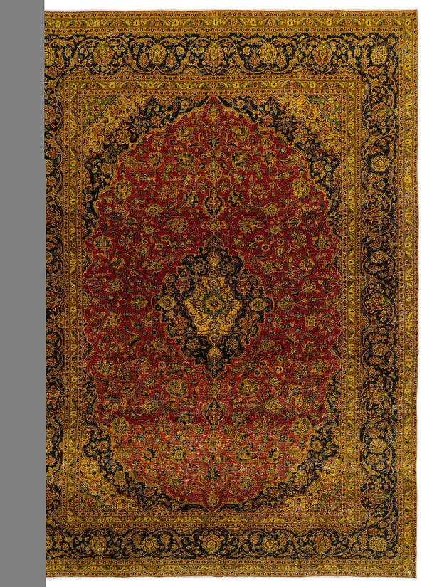 Sarı Klasik Madalyonlu Yün Halı 283x292