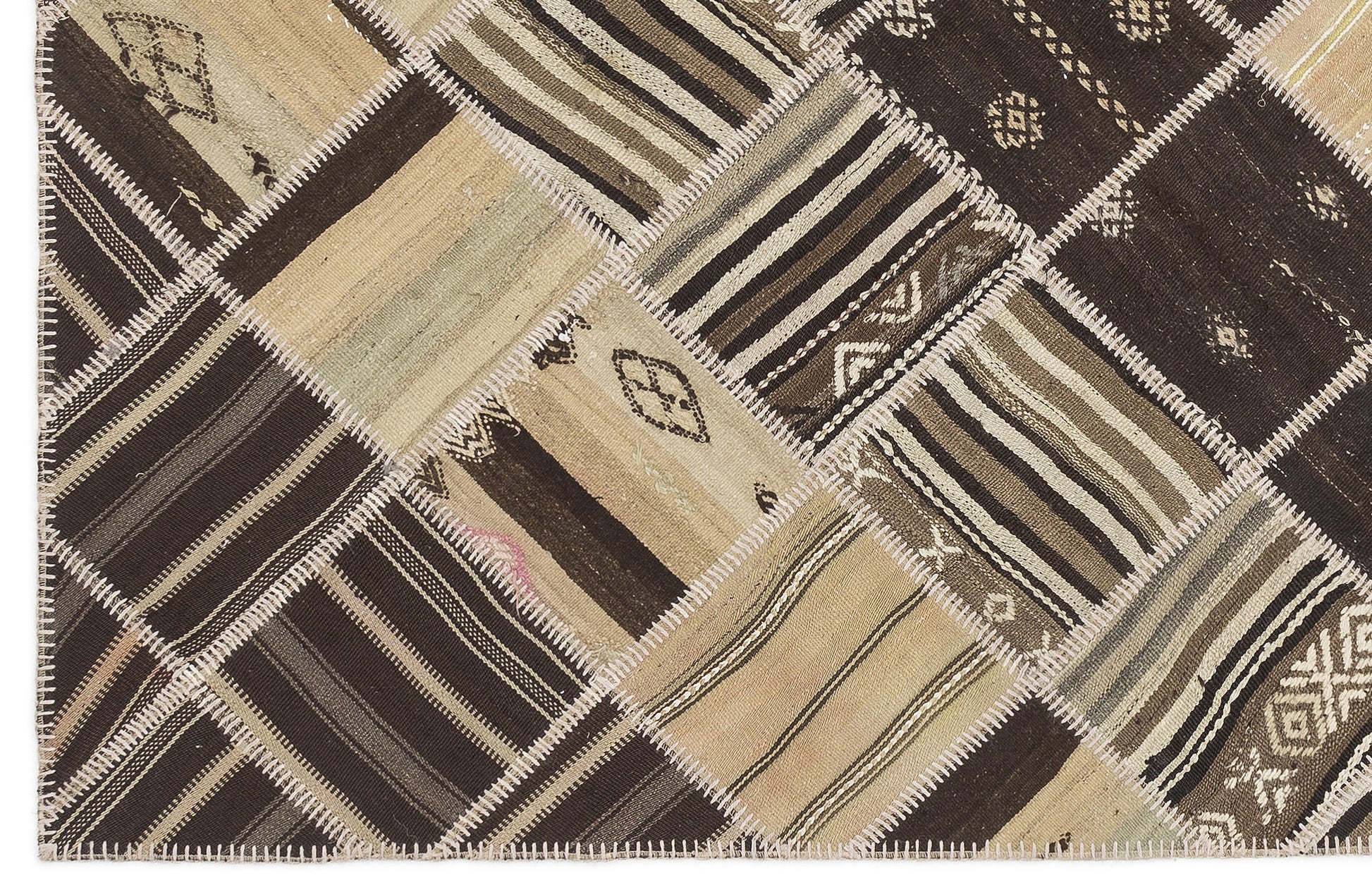 Teselya Bej Çizgili Yün El Dokuma Halısı 173 x 240 Apex Unique