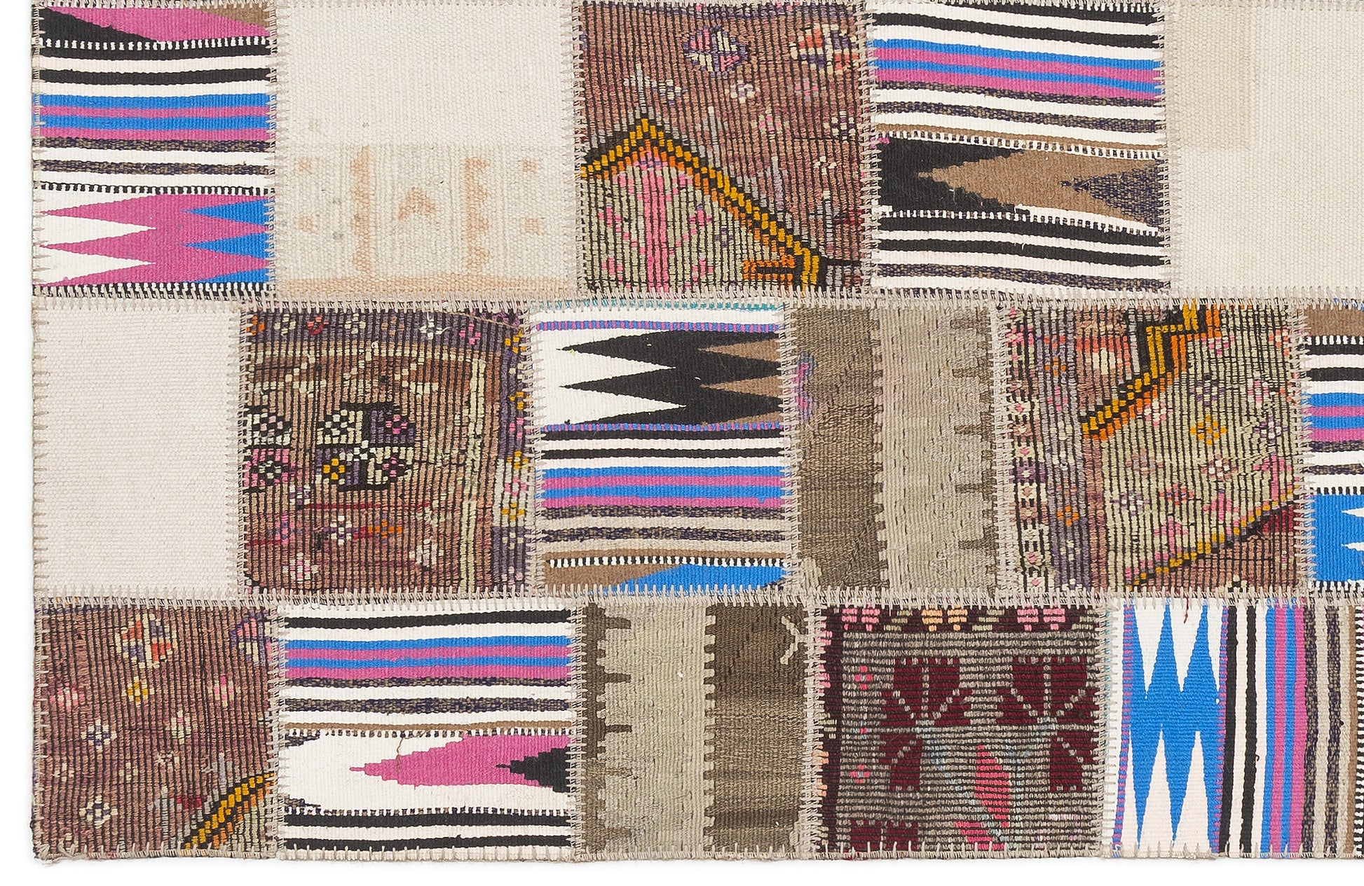 Teselya Bej Çizgili Yün El Dokuma Halısı 120 x 182 Apex Unique