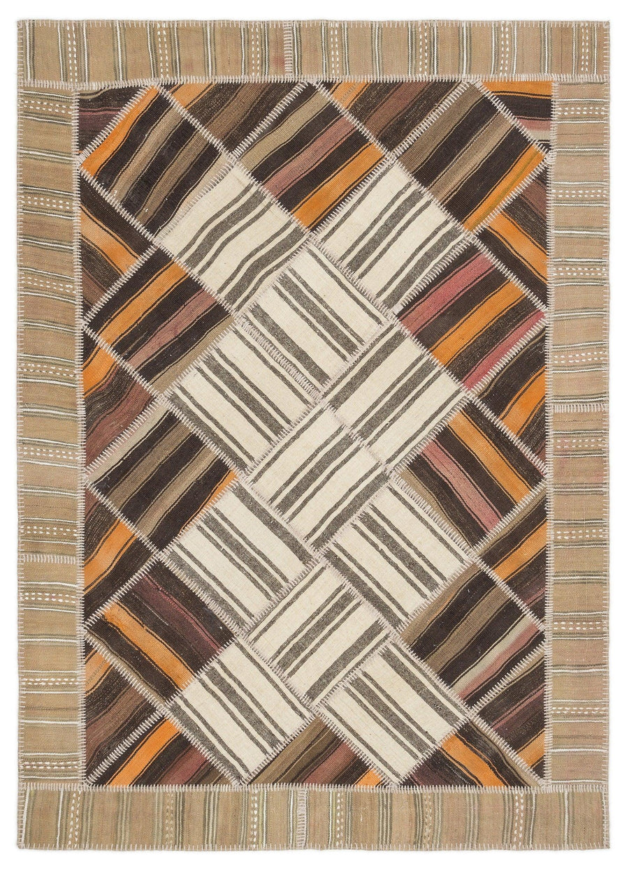 Bej Anadolu Bohem Geometrik Yün Halı 170x240 - Özel Seri