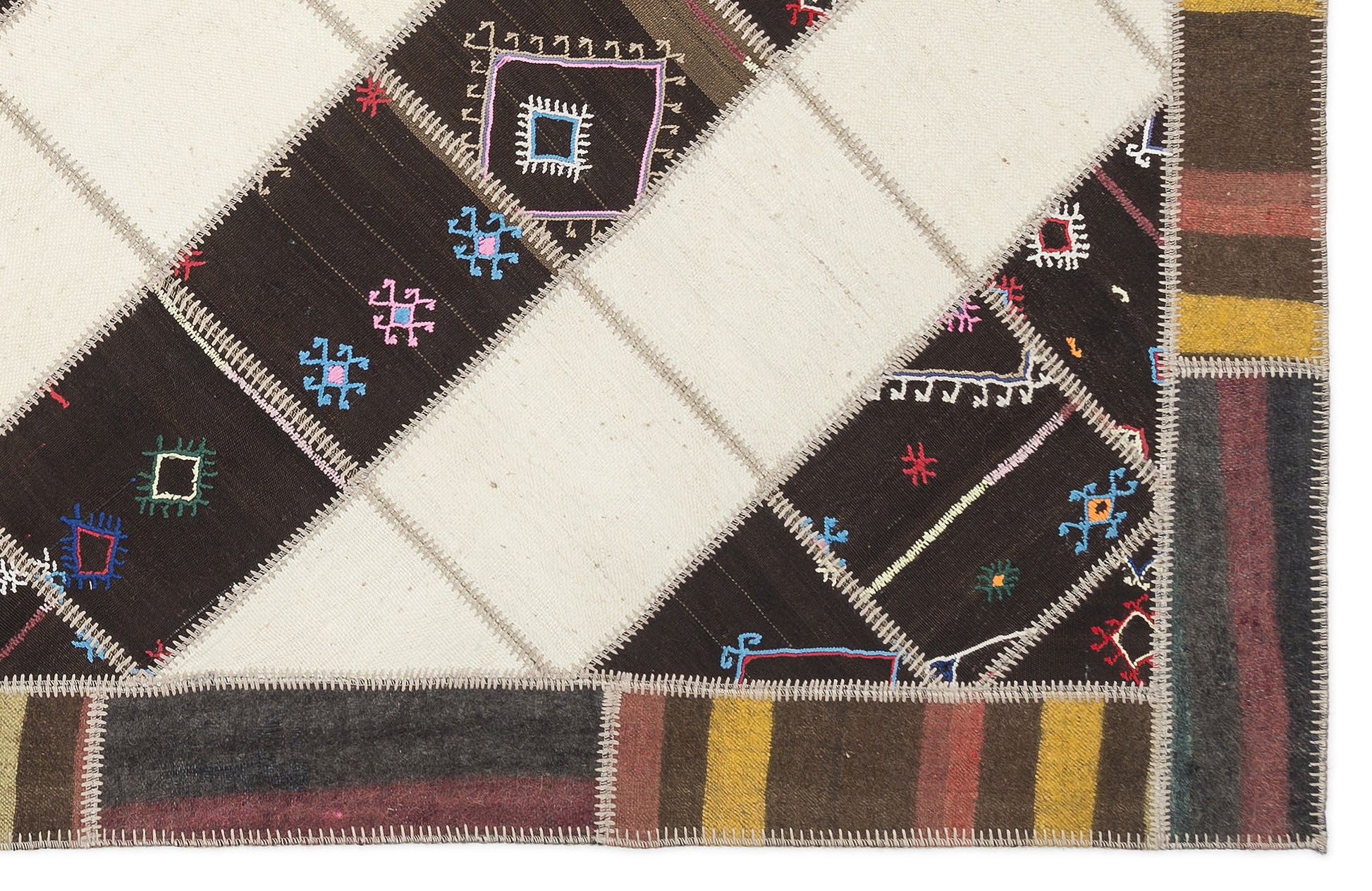 Teselya Bej Çizgili Yün El Dokuma Halısı 212 x 297 Apex Unique