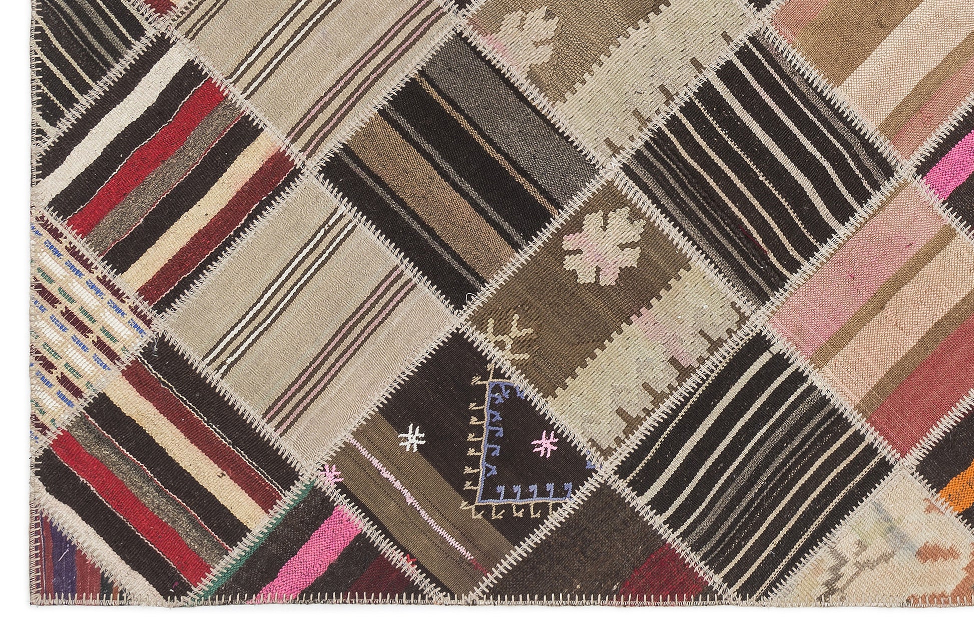 Teselya Bej Çizgili Yün El Dokuma Halısı 178 x 264 Apex Unique