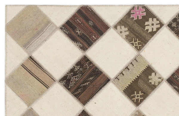 Bej Anadolu Bohem Geometrik Yün Halı 171x217 - Özel Seri