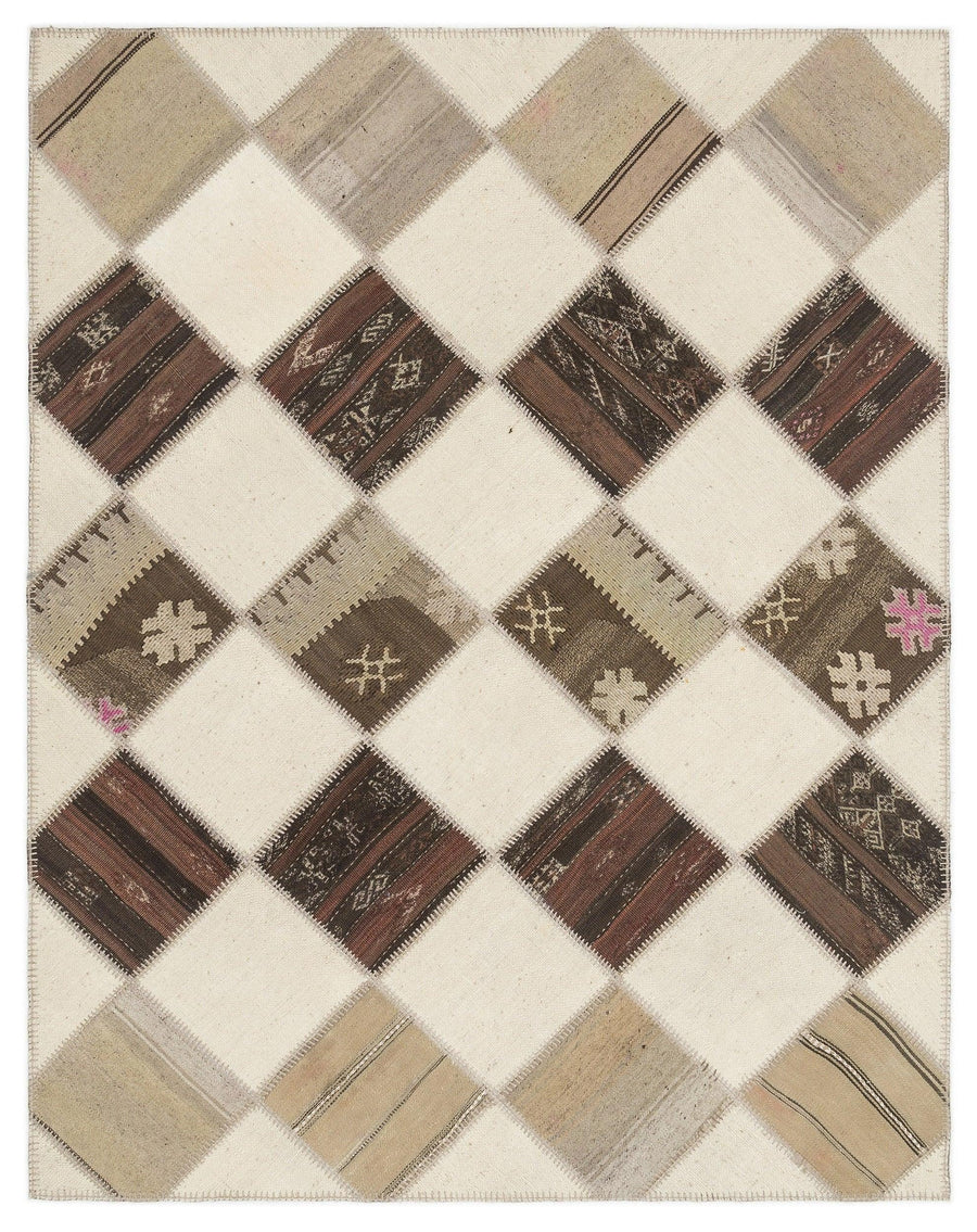 Bej Anadolu Bohem Geometrik Yün Halı 171x217 - Özel Seri