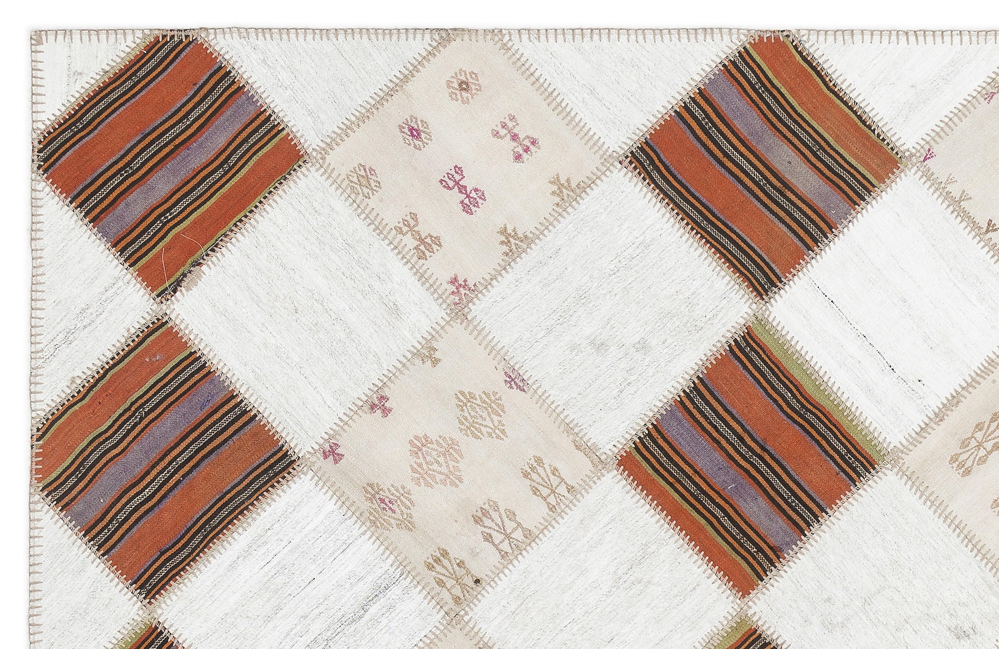 Teselya Bej Çizgili Yün El Dokuma Halısı 173 x 214 Apex Unique