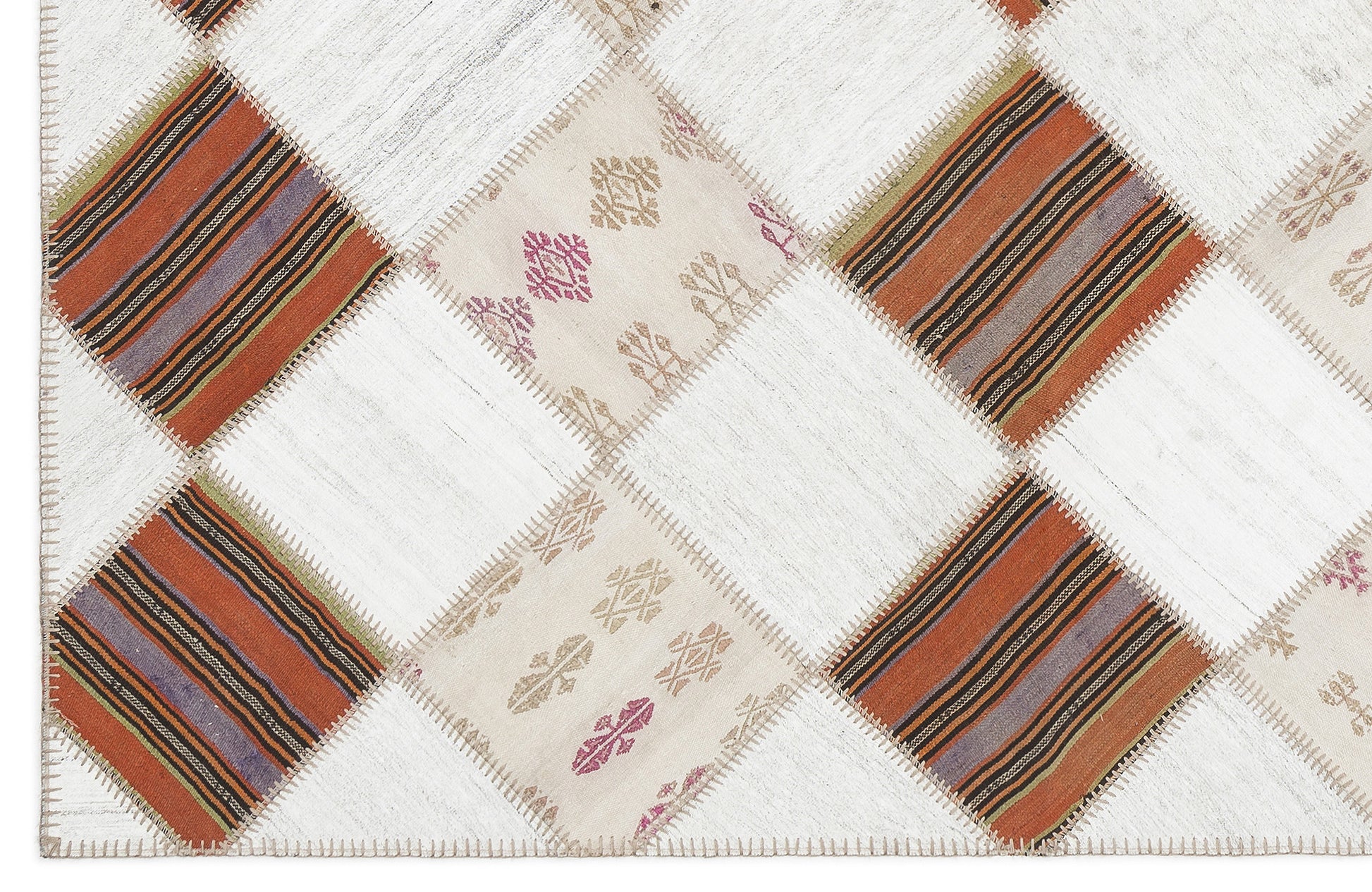 Teselya Bej Çizgili Yün El Dokuma Halısı 173 x 214 Apex Unique