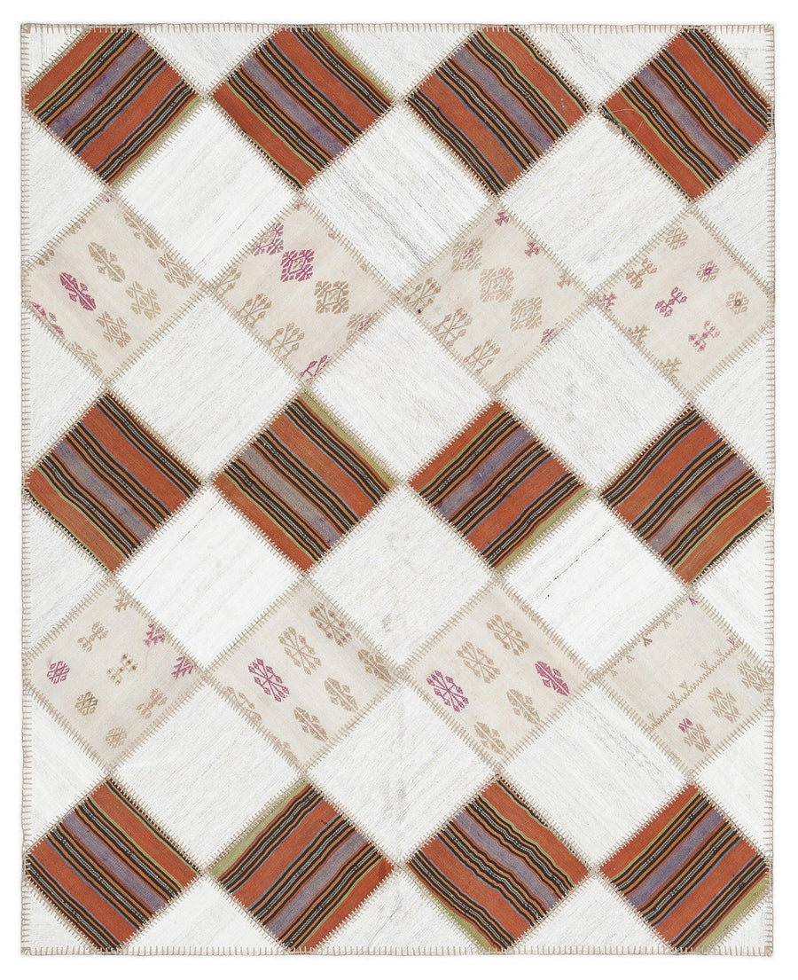 Bej Anadolu Bohem Geometrik Yün Halı 173x214 - Özel Seri