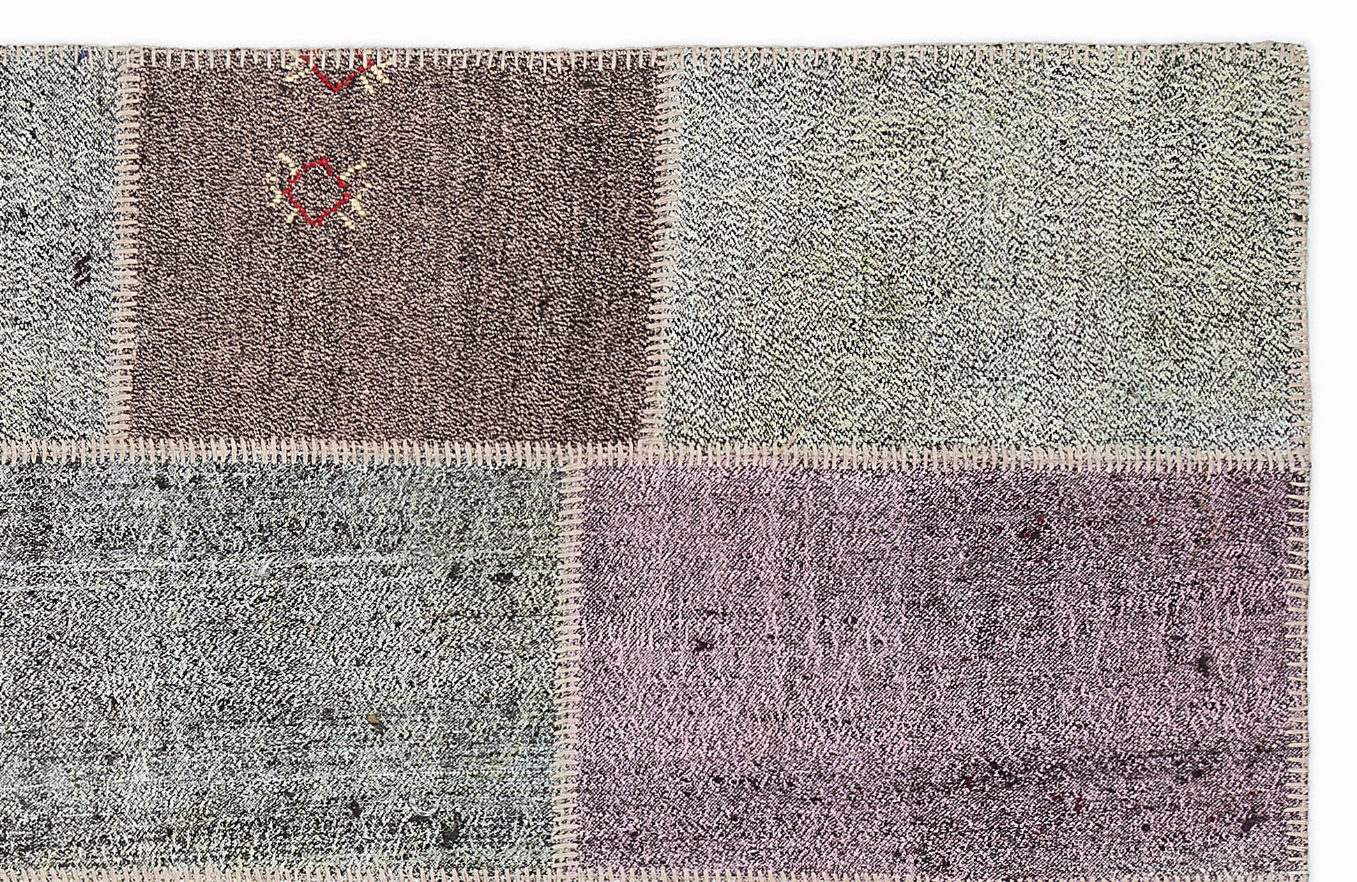 Teselya Mor Patchwork Yün El Dokuma Halısı 160 x 230 Apex Unique