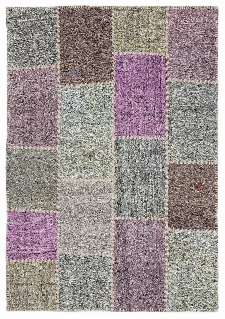 Bej Gri Anadolu Eskitme Geometrik Yün Halı 160x230 - Özel Seri