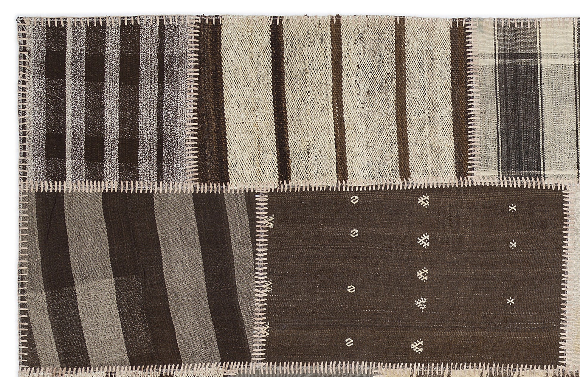 Teselya Bej Çizgili Yün El Dokuma Halısı 160 x 230 Apex Unique