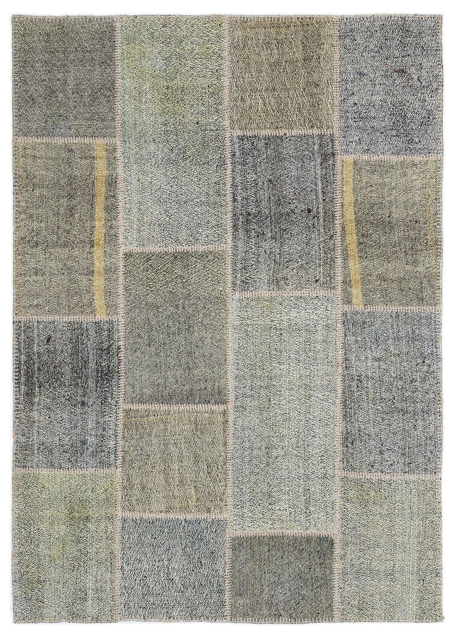 Gri Anadolu Eskitme Geometrik Yün Halı 160x230 - Özel Seri