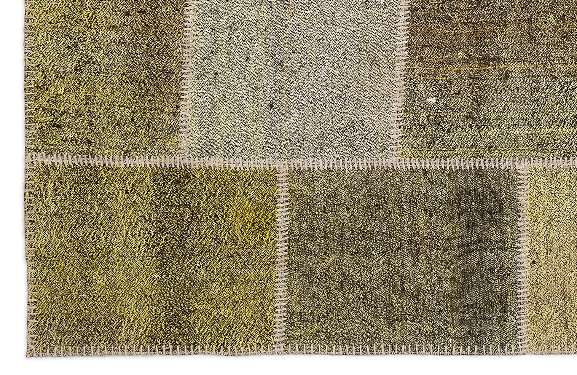 Teselya Sarı Patchwork Yün El Dokuma Halısı 160 x 230 Apex Unique