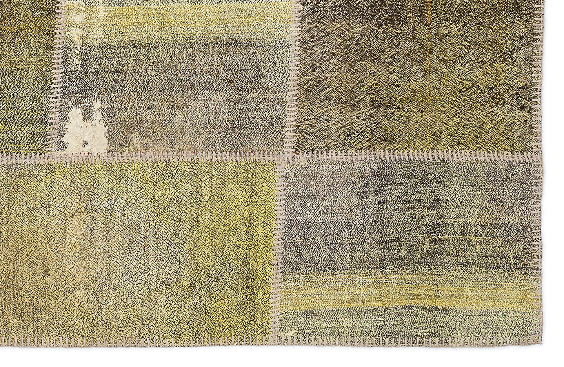 Teselya Sarı Patchwork Yün El Dokuma Halısı 160 x 230 Apex Unique