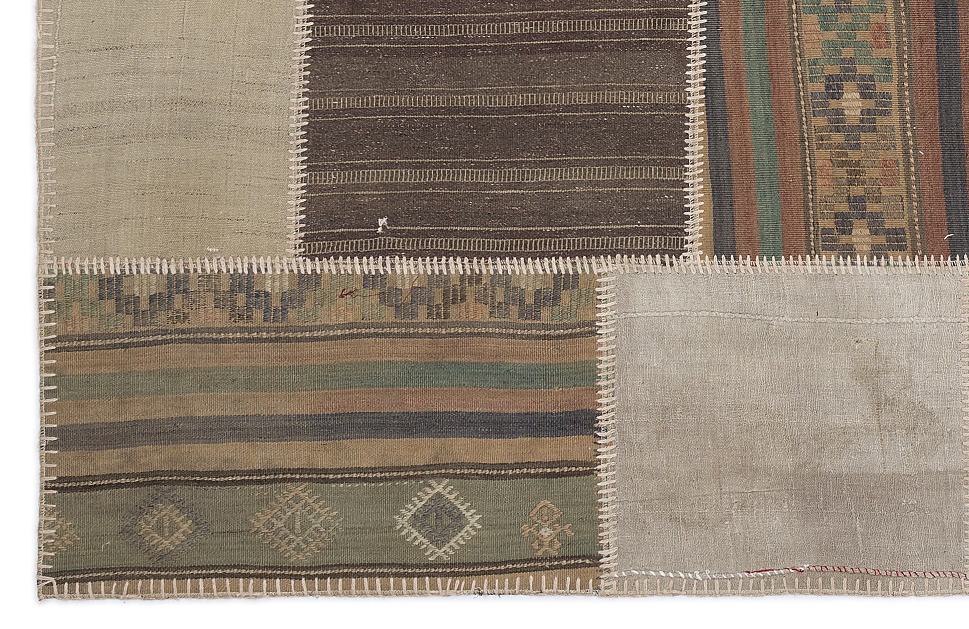 Teselya Bej Çizgili Yün El Dokuma Halısı 160 x 230 Apex Unique