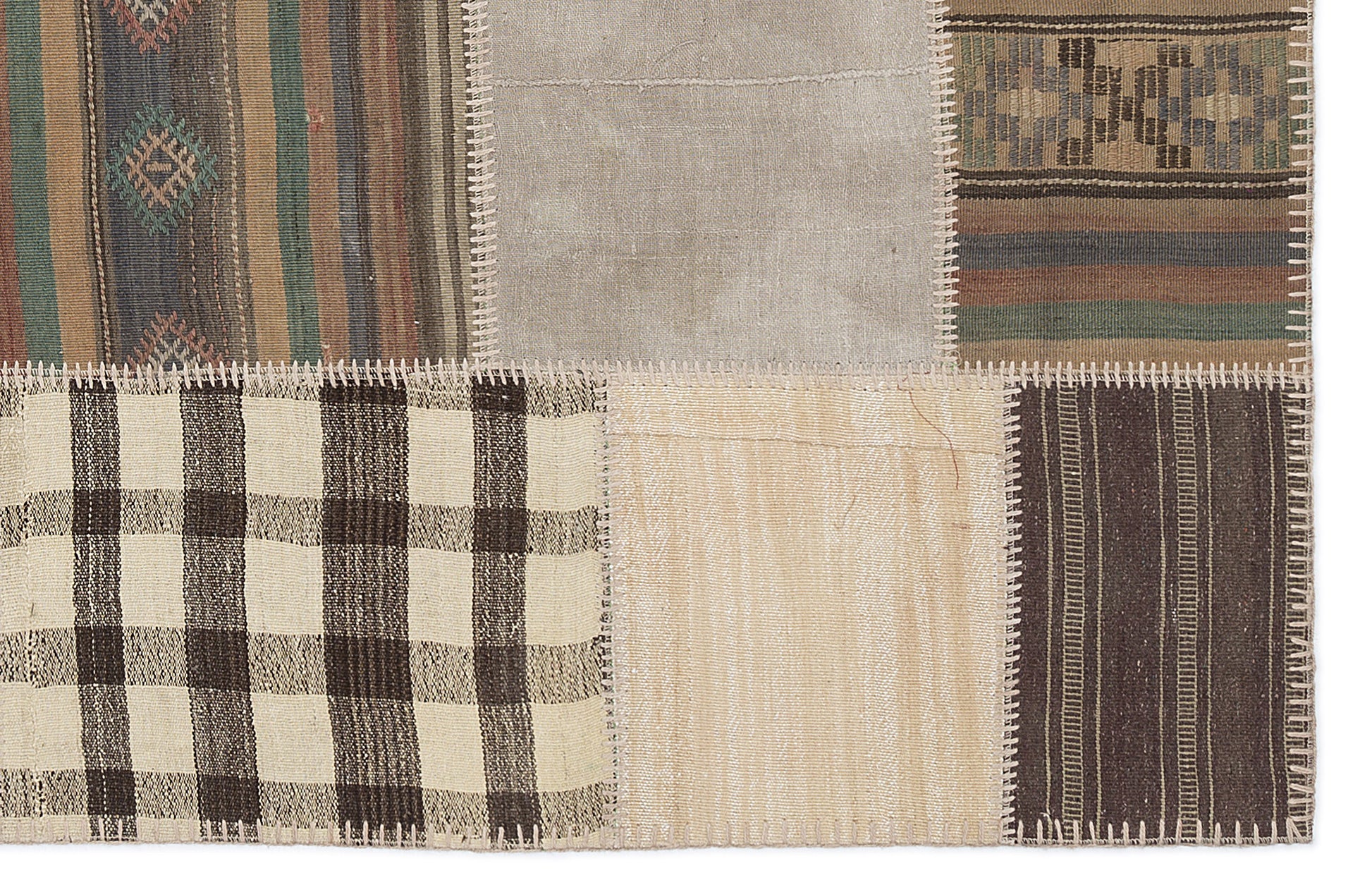 Teselya Bej Çizgili Yün El Dokuma Halısı 160 x 230 Apex Unique