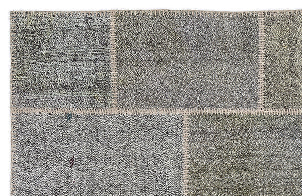 Gri Anadolu Eskitme Geometrik Yün Halı 160x230 - Özel Seri