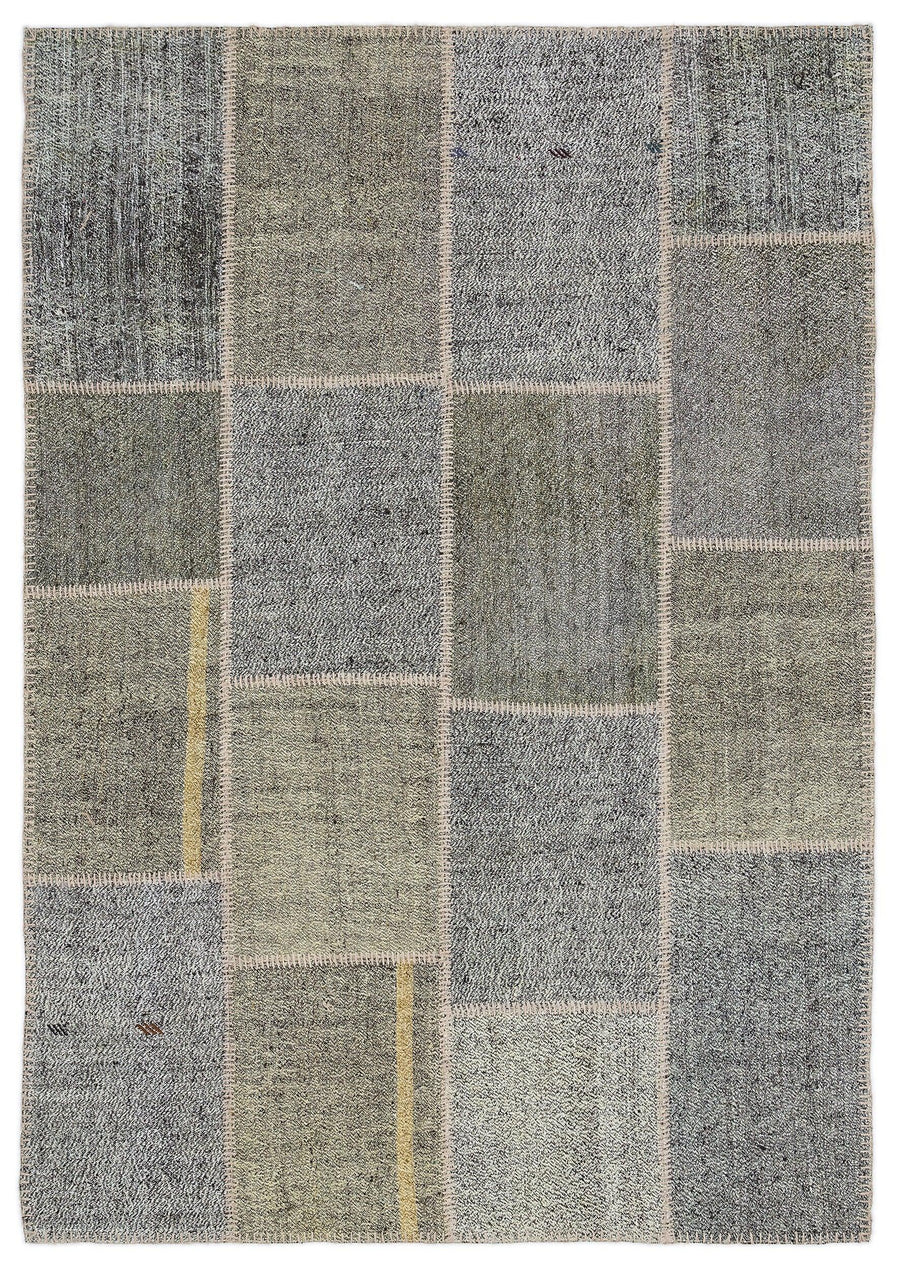 Gri Anadolu Eskitme Geometrik Yün Halı 160x230 - Özel Seri