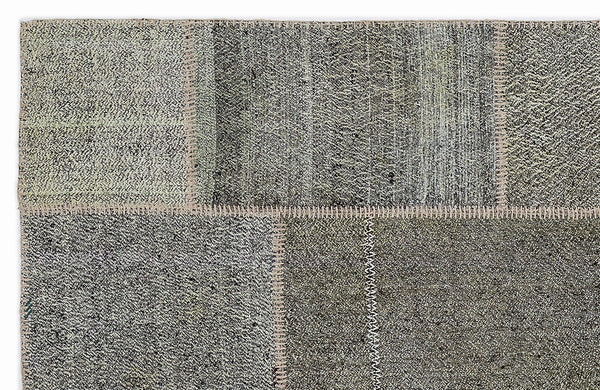 Gri Anadolu Eskitme Geometrik Yün Halı 160x230 - Özel Seri