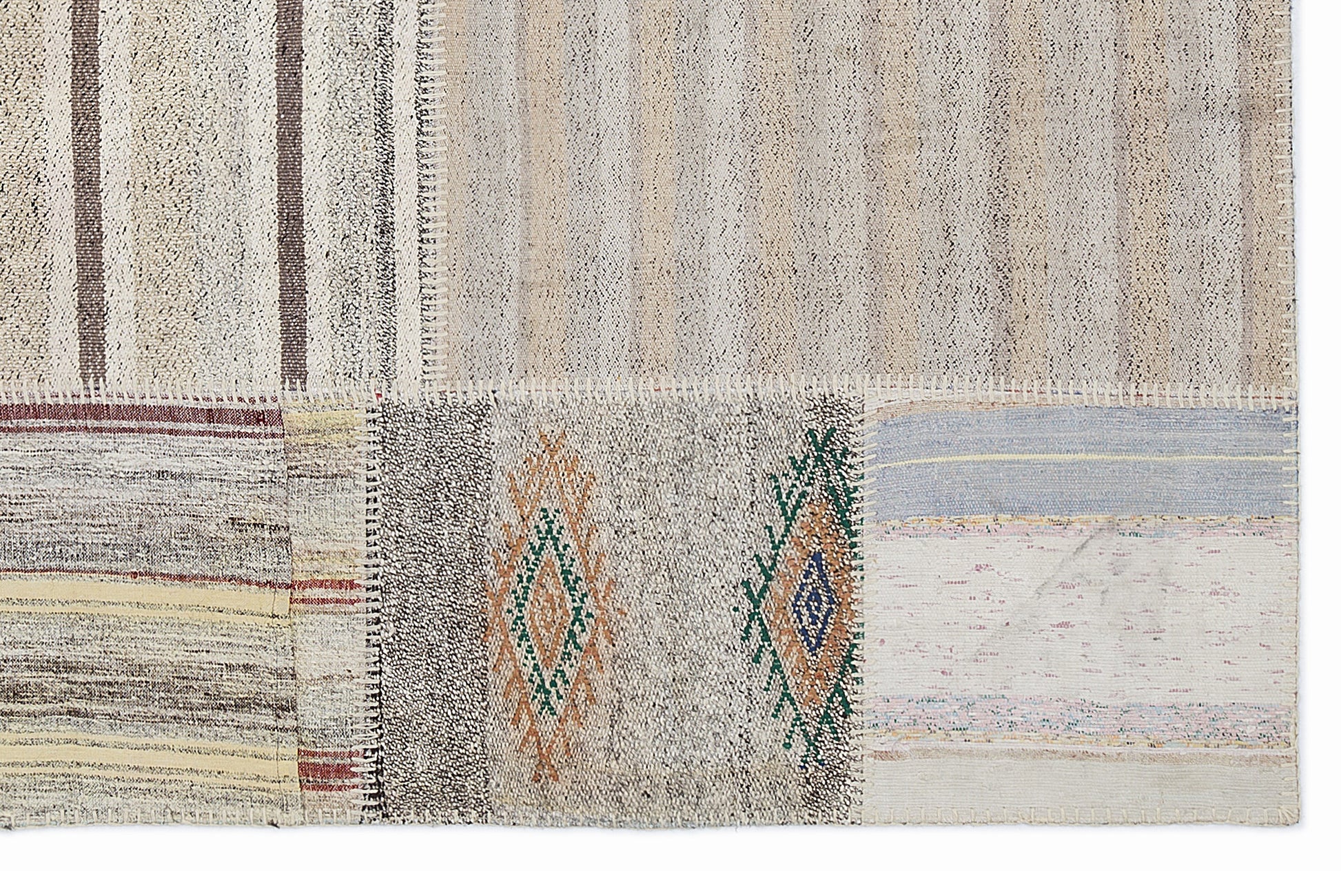 Teselya Bej Çizgili Yün El Dokuma Halısı 160 x 230 Apex Unique