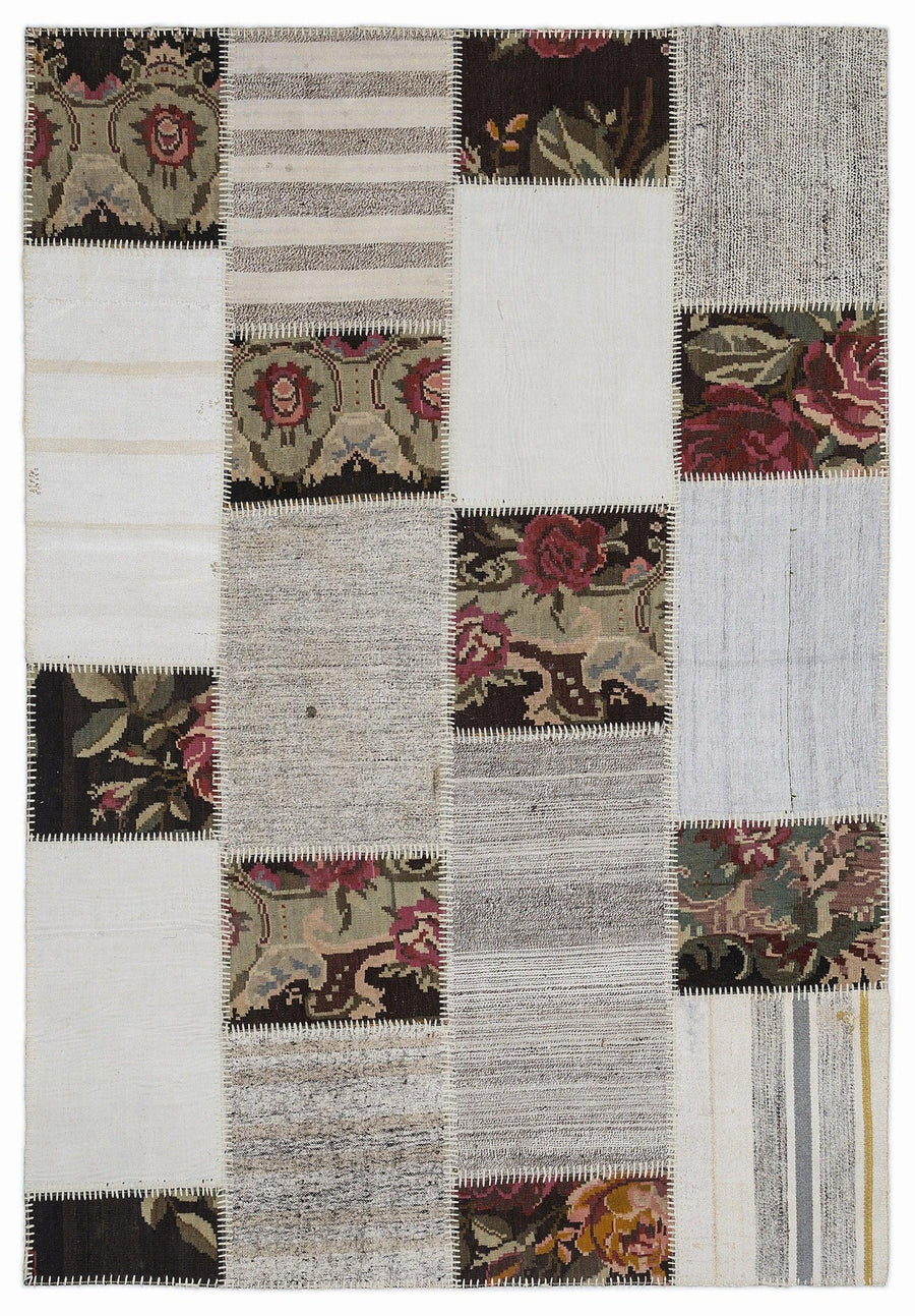 Bej Anadolu Bohem Geometrik Yün Halı 160x230 - Özel Seri