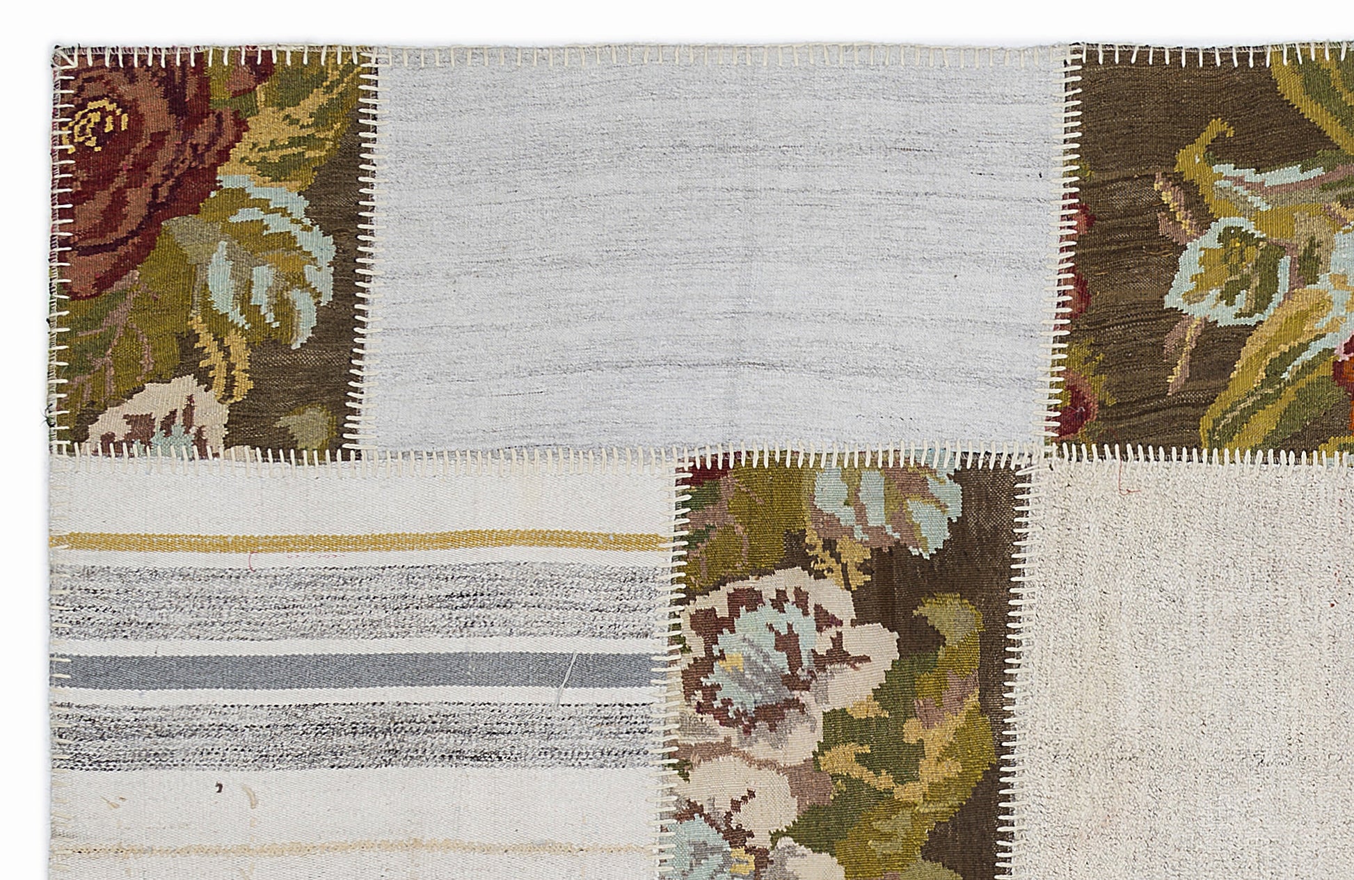 Teselya Bej Çiçekli Yün El Dokuma Halısı 160 x 230 Apex Unique